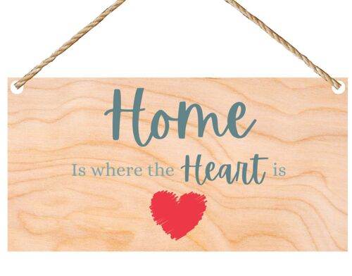 Second Ave Home is Where The Heart is Wooden Hanging Gift Friendship Rectangle New Home Sign Plaque