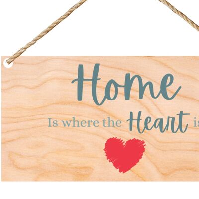 Second Ave Home is Where The Heart is Wooden Hanging Gift Friendship Rectangle New Home Sign Plaque