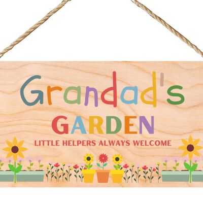 Second Ave Grandad’s Garden Geschenkschild aus Holz zum Aufhängen, rechteckig, Vatertag, Geburtstag