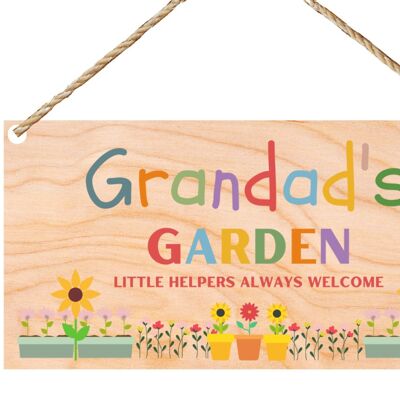 Second Ave Grandad's Garden Cadeau à suspendre en bois Rectangle Sign Plaque Fête des pères Anniversaire