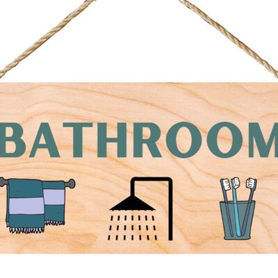 Second Ave Bathroom Wooden Hanging Gift Friendship Rectangle Sign Guest House Plaque