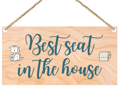 Second Ave Funny Joke Best Seat in The House Wooden Hanging Gift Friendship Rectangle Toilet Sign Plaque