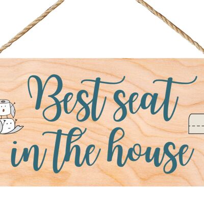 Second Ave Funny Joke Best Seat in The House Wooden Hanging Gift Friendship Rectangle Toilet Sign Plaque