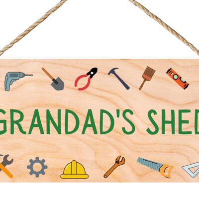 Second Ave Grandad's Shed Gardening Regalo colgante de madera Placa de letrero rectangular Día del padre Cumpleaños
