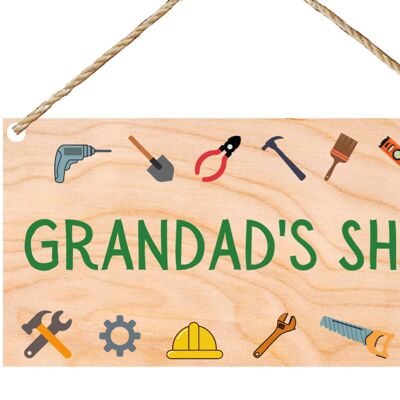 Second Ave Grandad's Shed Gardening Wooden Hanging Gift Rectangle Sign Plaque Father's Day Birthday