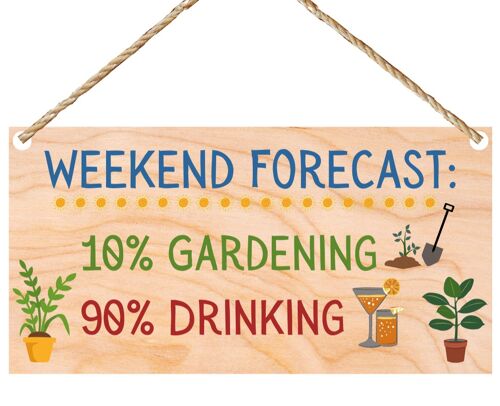 Second Ave Funny Weekend Forecast Drinking Gardening Wooden Hanging Gift Friendship Rectangle Sign Plaque