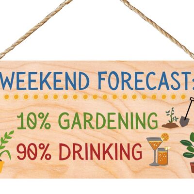 Second Ave Funny Weekend Forecast Drinking Gardening Wooden Hanging Gift Friendship Rectangle Sign Plaque