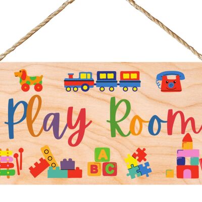 Second Ave Niños Juguetes para niños Sala de juegos Colgante de madera Regalo Placa de letrero rectangular