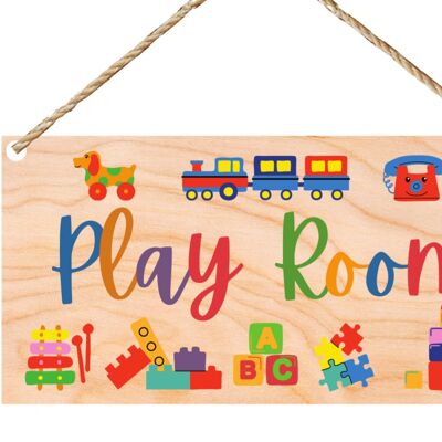 Second Ave Children Kids Toys Play Room Wooden Hanging Gift Rectangle Sign Plaque