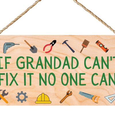 Second Ave Funny If Grandad Can’t Fix It Geschenk aus Holz zum Aufhängen, rechteckig, Schild, Vatertag, Geburtstag