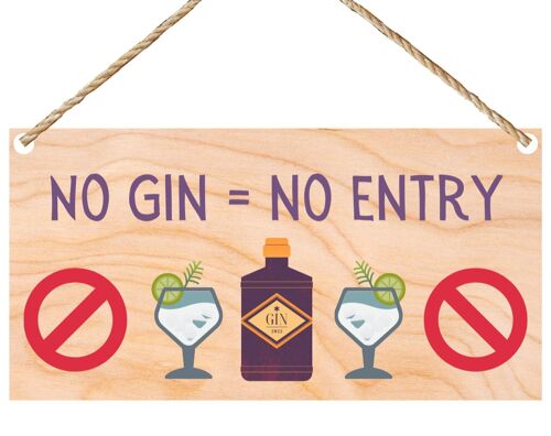Second Ave Funny No Gin No Entry Wooden Hanging Gift Friendship Rectangle Home Shed Sign Plaque