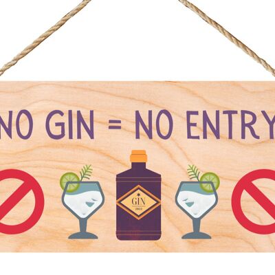 Second Ave Funny No Gin No Entry aus Holz zum Aufhängen, Geschenk, Freundschaft, rechteckig, Haus, Schuppen, Schild