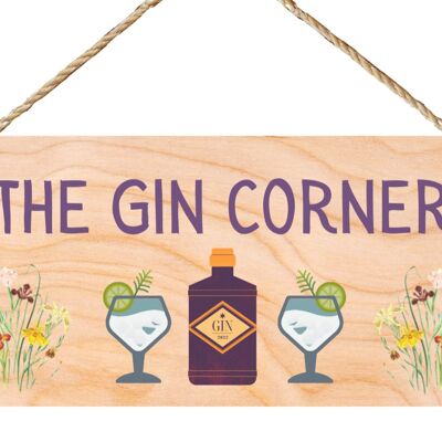 Second Ave Funny The Gin Corner Wooden Hanging Gift Friendship Rectangle Home Shed Sign Plaque