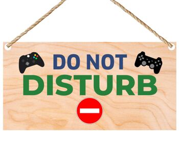 Second Ave Funny Gamer Gaming Do Not Disturb Plaque rectangulaire en bois à suspendre
