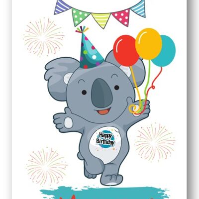 Biglietto di compleanno per bambini con koala per bambini Second Ave Mummy per il suo biglietto di auguri