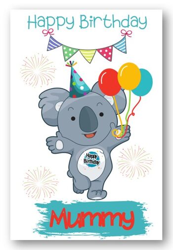 Second Ave Mummy Children's Kids Koala Bear Carte d'anniversaire pour sa carte de vœux