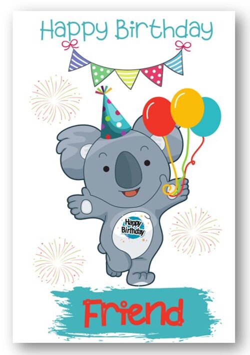 Second Ave Friend Children’s Kids Koala Bear Birthday Card for Him/Her Greetings Card