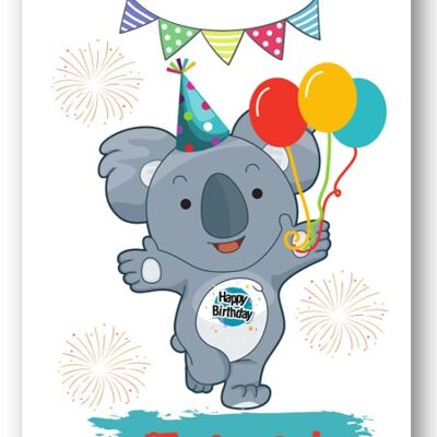 Second Ave Friend Children's Kids Koala Bear Tarjeta de cumpleaños para él/ella Tarjeta de felicitación