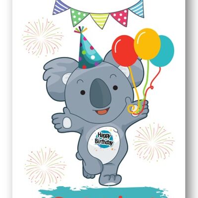 Second Ave Grandma Children's Kids Koala Bear Carte d'anniversaire pour sa carte de vœux