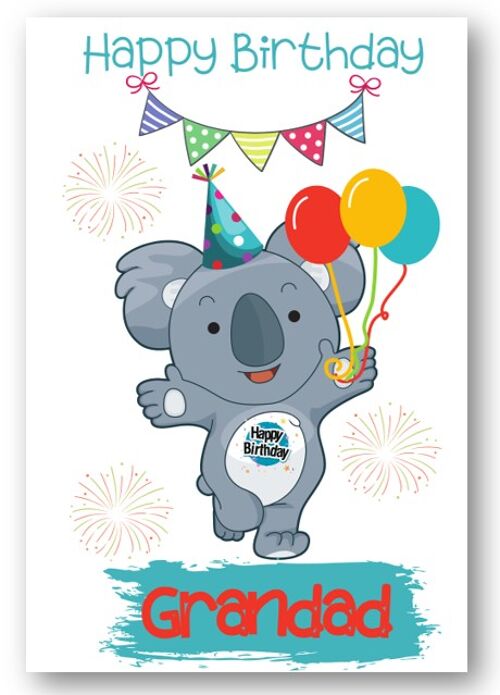 Second Ave Grandad Children’s Kids Koala Bear Birthday Card for Him Greetings Card