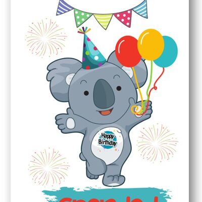 Second Ave Grandad Children's Kids Koala Bear Carte d'anniversaire pour lui Carte de vœux