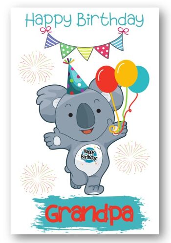 Second Ave Grandpa Children's Kids Koala Bear Carte d'anniversaire pour lui Carte de vœux