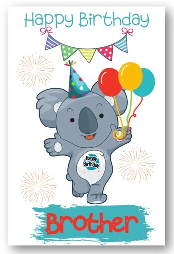 Second Ave Brother Children's Kids Koala Bear Carte d'anniversaire pour lui Carte de vœux