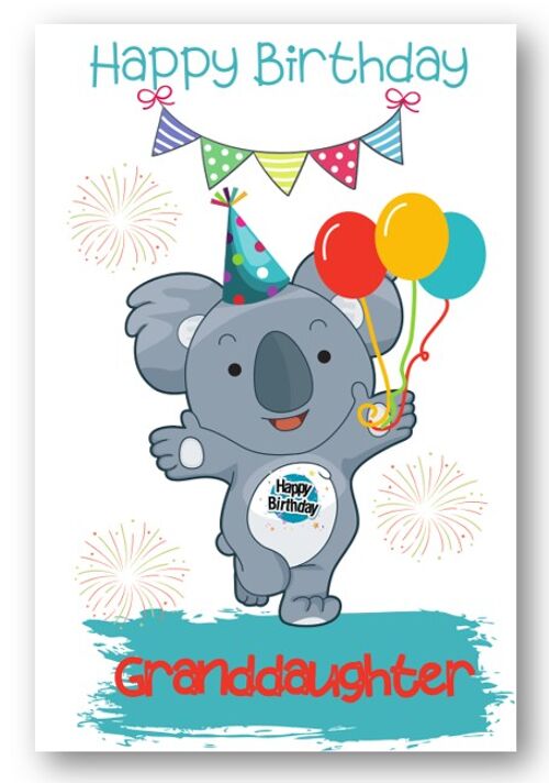 Second Ave Granddaughter Children’s Kids Koala Bear Birthday Card for Her Greetings Card