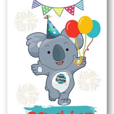 Second Ave - Tarjeta de felicitación de cumpleaños para niños con diseño de oso Koala para niños y niñas