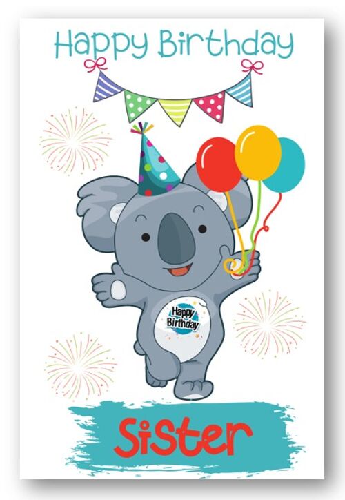 Second Ave Sister Children’s Kids Koala Bear Birthday Card for Her Greetings Card