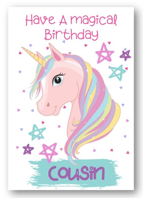 Second Ave Cousin Children’s Kids Magical Unicorn Birthday Card for Her Greetings Card