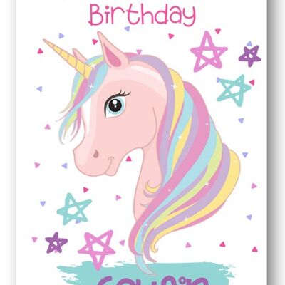Second Ave Cousin Children's Kids Magical Unicorn Tarjeta de cumpleaños para ella Tarjeta de felicitación