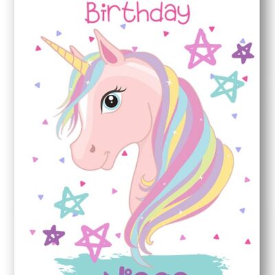 Tarjeta de cumpleaños de unicornio mágico para niños de Second Ave sobrina para su tarjeta de felicitación