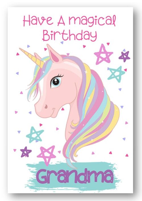 Second Ave Grandma Children’s Kids Magical Unicorn Birthday Card for Her Greetings Card
