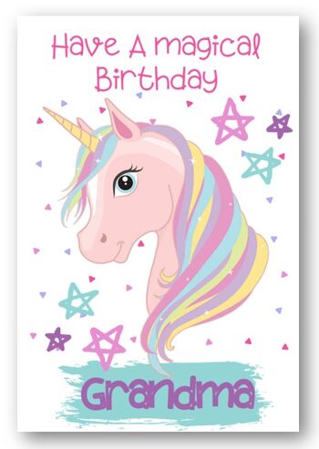 Second Ave Grandma Children's Kids Carte d'anniversaire licorne magique pour sa carte de vœux