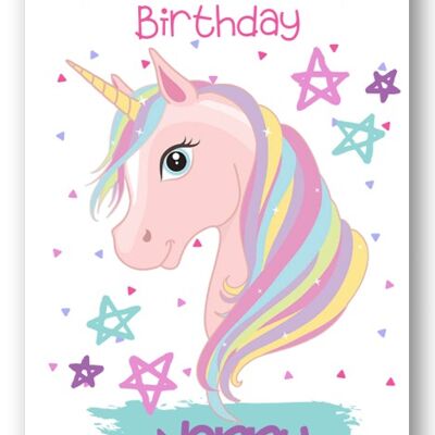 Tarjeta de cumpleaños de unicornio mágico para niños de Second Ave Nanny Children's para su tarjeta de felicitación