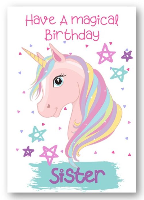 Second Ave Sister Children’s Kids Magical Unicorn Birthday Card for Her Greetings Card