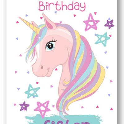 Second Ave Sister Children's Kids Magical Unicorn Tarjeta de cumpleaños para ella Tarjeta de felicitación