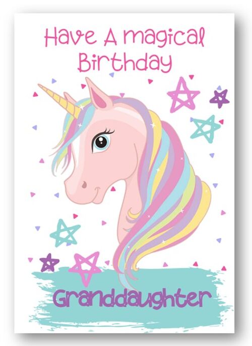 Second Ave Granddaughter Children’s Kids Magical Unicorn Birthday Card for Her Greetings Card