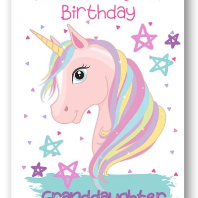 Tarjeta de cumpleaños de unicornio mágico para niños de Second Ave nieta para su tarjeta de felicitación