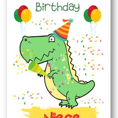 Tarjeta de cumpleaños de dinosaurio para niños Second Ave sobrina infantil para su tarjeta de felicitación