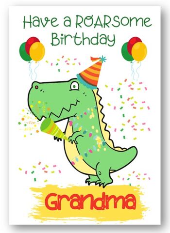 Second Ave Grandma Children's Kids Carte d'anniversaire dinosaure pour sa carte de vœux