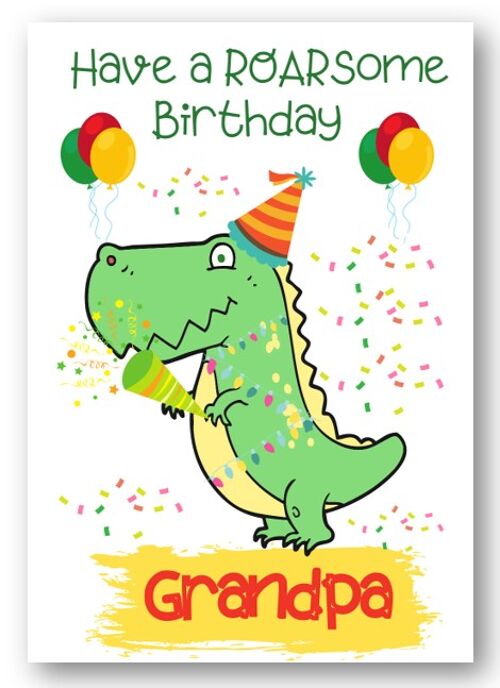 Second Ave Grandpa Children’s Kids Dinosaur Birthday Card for Him Greetings Card