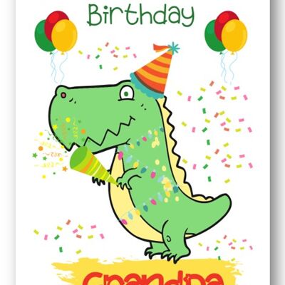 Second Ave Grandpa Children's Kids Tarjeta de cumpleaños de dinosaurio para él Tarjeta de felicitación
