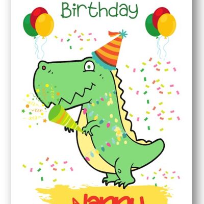 Tarjeta de cumpleaños de dinosaurio para niños Second Ave Nanny Children's para su tarjeta de felicitación