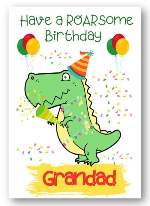 Second Ave Grandad Children’s Kids Dinosaur Birthday Card for Him Greetings Card