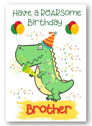 Second Ave Brother Children's Kids Carte d'anniversaire dinosaure pour lui Carte de vœux