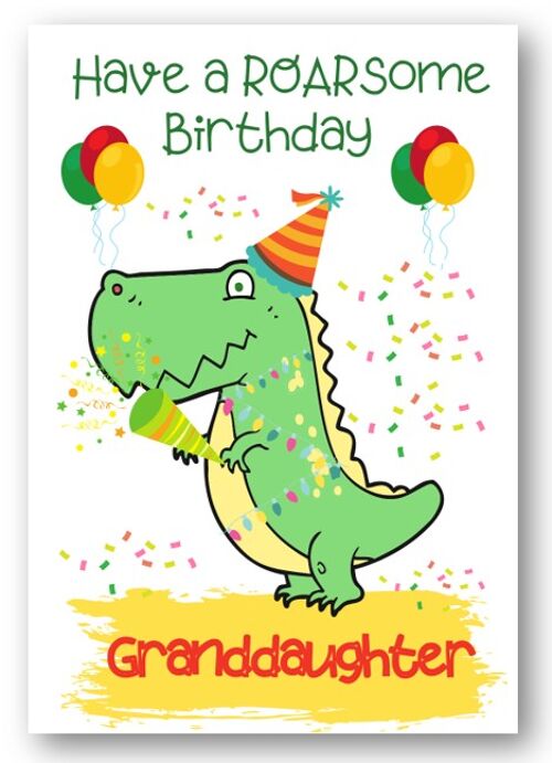 Second Ave Granddaughter Children’s Kids Dinosaur Birthday Card for Her Greetings Card