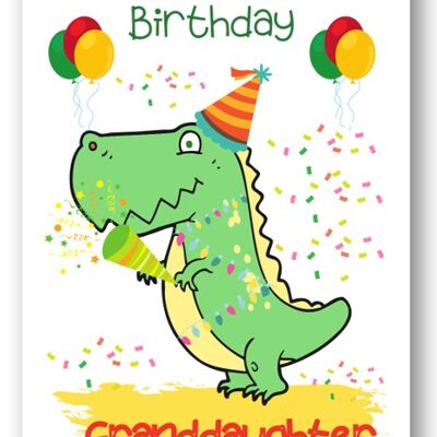 Second Ave Granddaughter Children’s Kids Dinosaur Birthday Card for Her Greetings Card