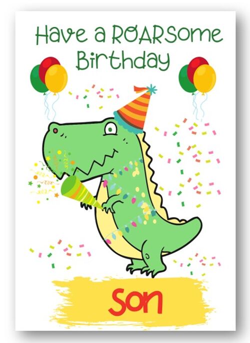 Second Ave Son Children’s Kids Dinosaur Birthday Card for Him Greetings Card